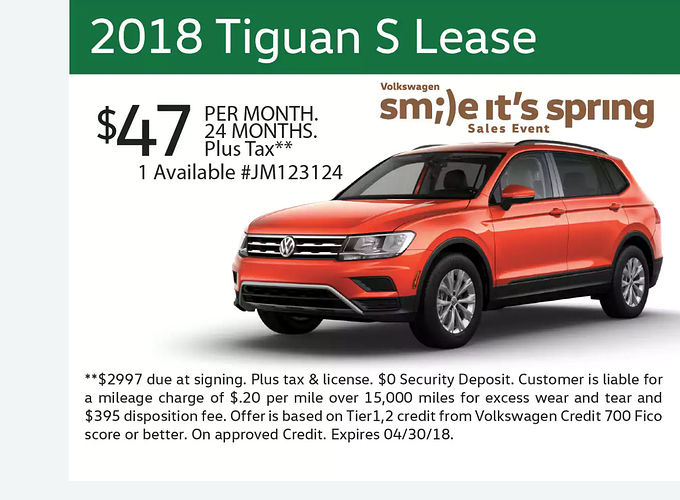 24 Month Lease >> Tiguan S 24 Months Lease 47 Per Month 3k Down 24 Month Lease >> Tiguan S 24 Months Lease 47 Per Month 3k Down