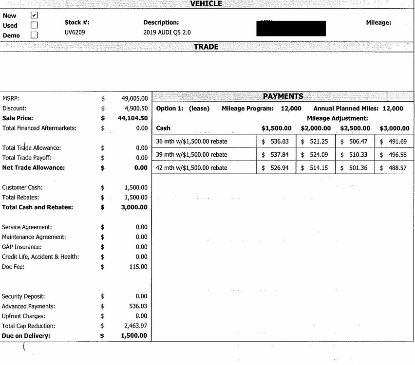 Audi Q5 Quote Oregon (premium + convenience + sunroof