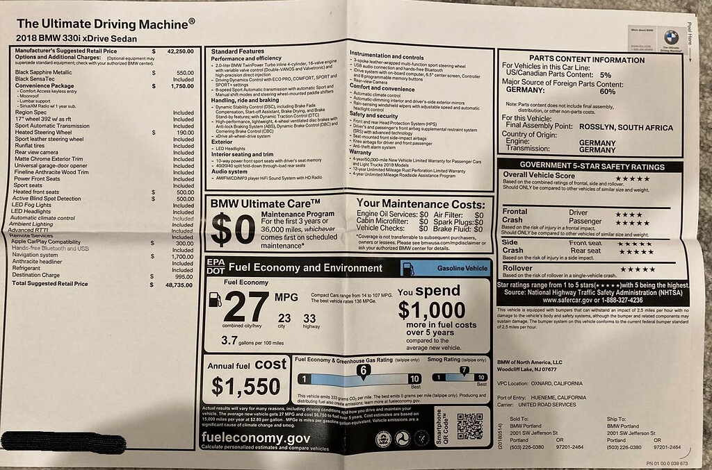 2018 BMW 330i xDrive Lease Transfer, 350/Month, 13 Months Remaining