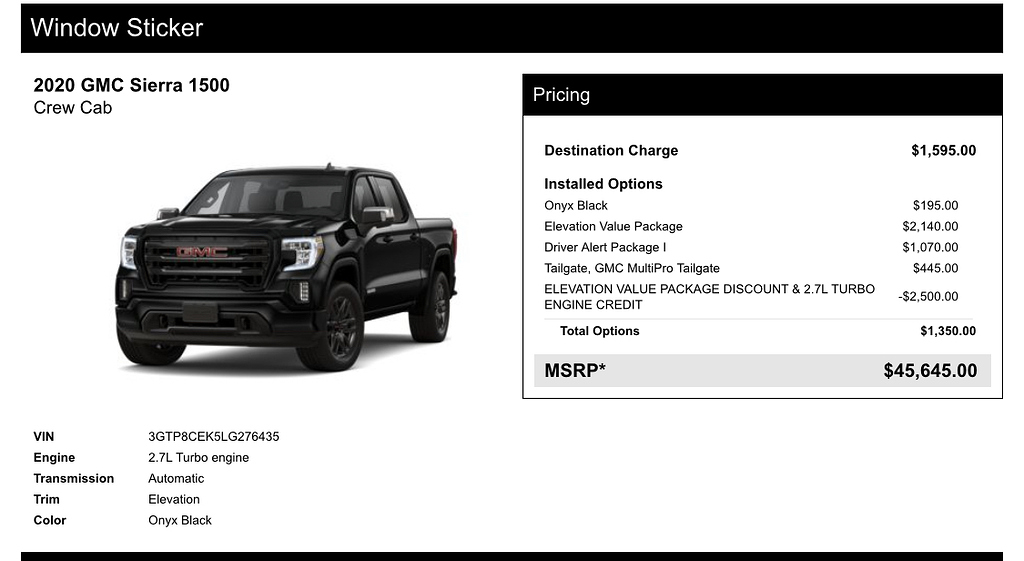 Deal Check 2020 Gmc Sierra Elevation 36m 15k Ask The Hackrs Forum Leasehackr