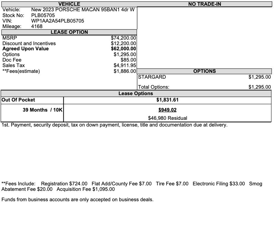Deal Check 2023 Porsche Macan T 39/10 949/mo 1800 DAS Used Cars FORUM LEASEHACKR